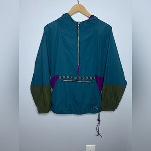 L.L.Bean Vintage Hooded Colorblock Windbreaker Pullover